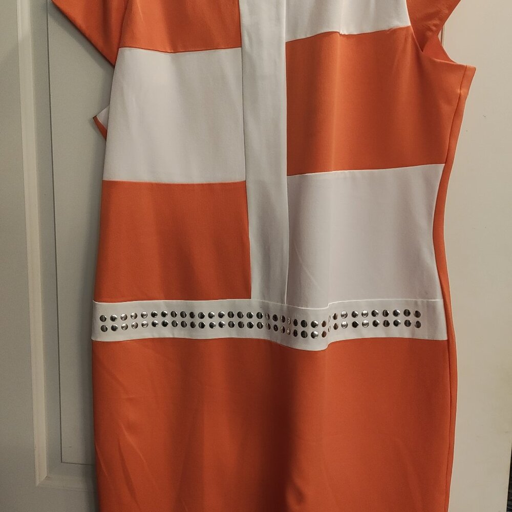 Pierri New York Orange and White Dress Size 16